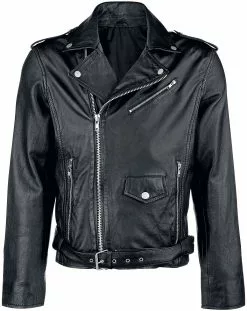 Brandfun Classic Style "Leather Jacket" Lederen Jas Zwart Van Classic Style