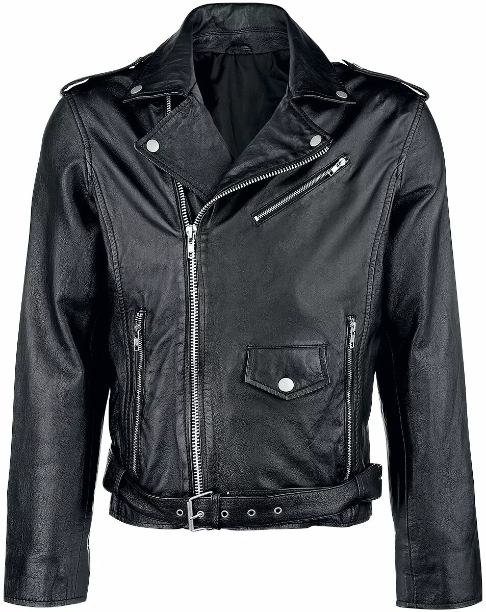 Brandfun Classic Style "Leather Jacket" Lederen Jas Zwart Van Classic Style