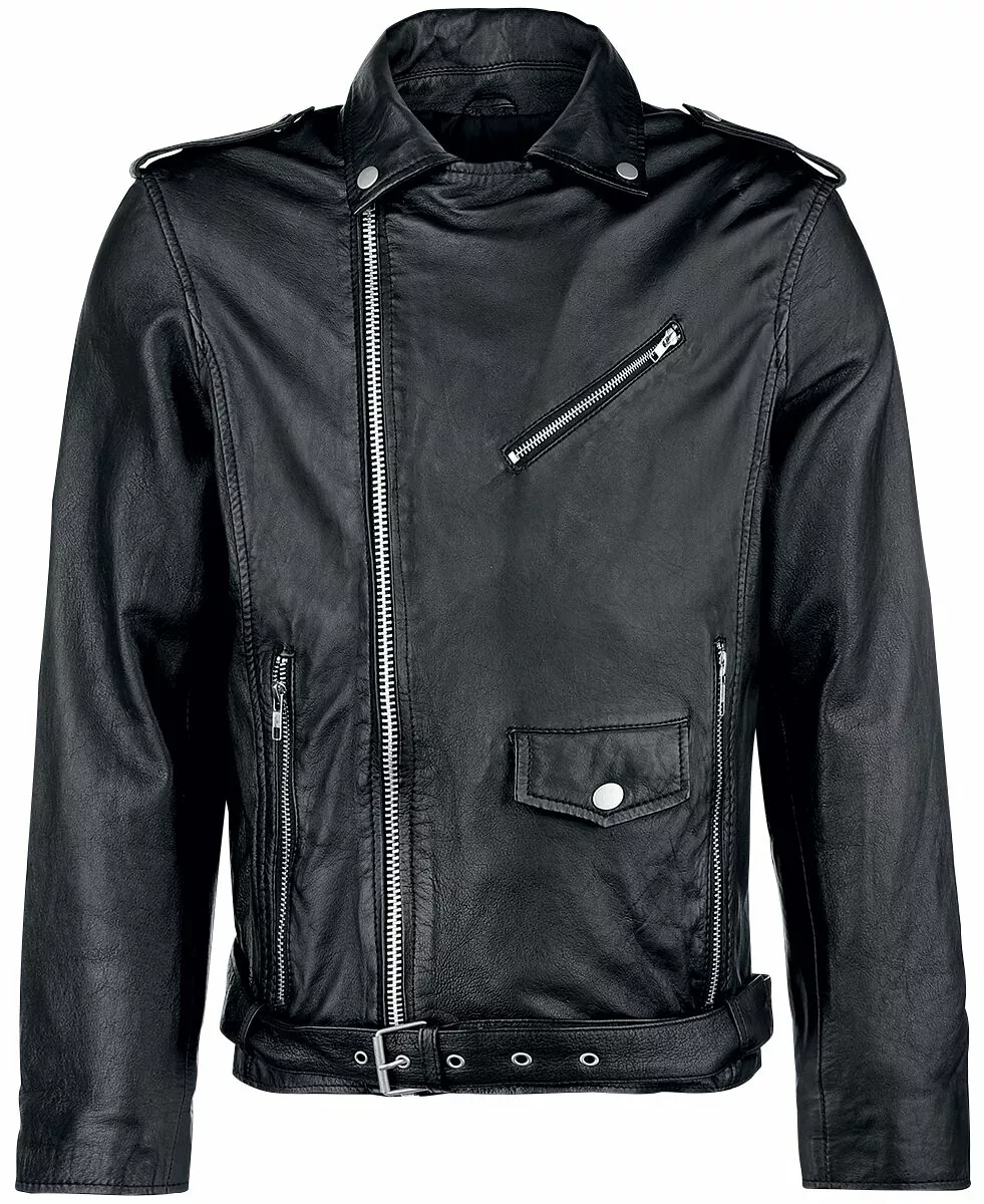 Brandfun Classic Style "Leather Jacket" Lederen Jas Zwart Van Classic Style - Afbeelding 3