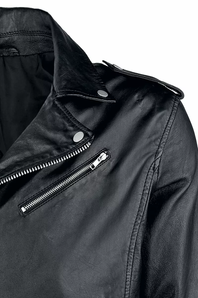 Brandfun Classic Style "Leather Jacket" Lederen Jas Zwart Van Classic Style - Afbeelding 4