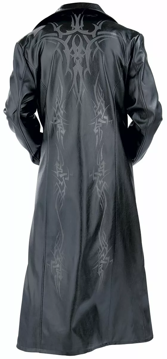 "Tribal Coat" Kunstlederen Jas Zwart - Afbeelding 2