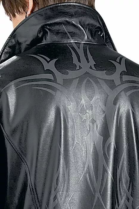"Tribal Coat" Kunstlederen Jas Zwart - Afbeelding 4