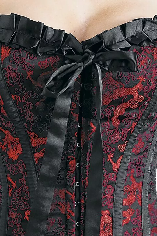 "Lily Hook Red Dragon" Corsage Zwart-rood Van Burleska - Afbeelding 3