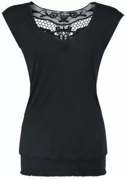 "Back Lace" T-shirt Zwart Van Gothicana By EMP