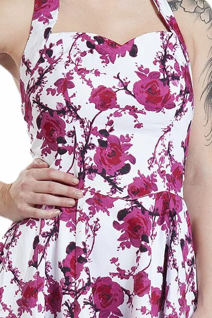 "Pink Floral Dress" Medium-lengte Jurk Wit-felroze Van H&R London - Afbeelding 3