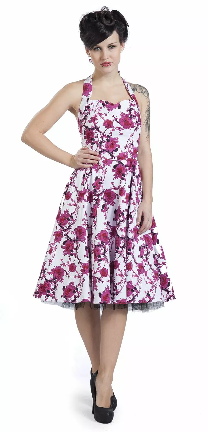 "Pink Floral Dress" Medium-lengte Jurk Wit-felroze Van H&R London - Afbeelding 4