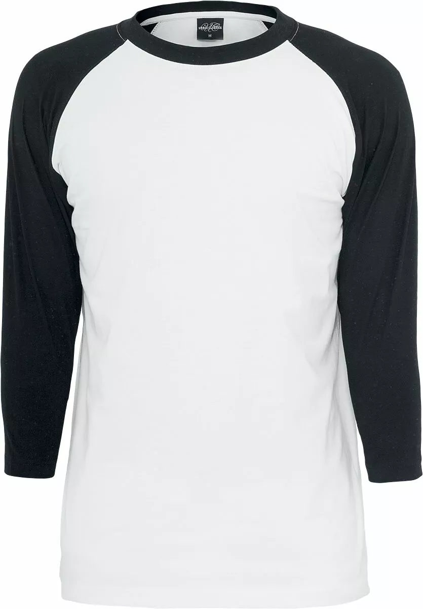"Contrast 3/4 Sleeve Raglan Tee" Shirt Met Lange Mouwen Wit-zwart Van Urban Classics