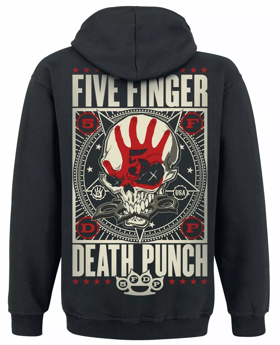 "Punchagram" Trui Met Capuchon Zwart Van Five Finger Death Punch - Afbeelding 2