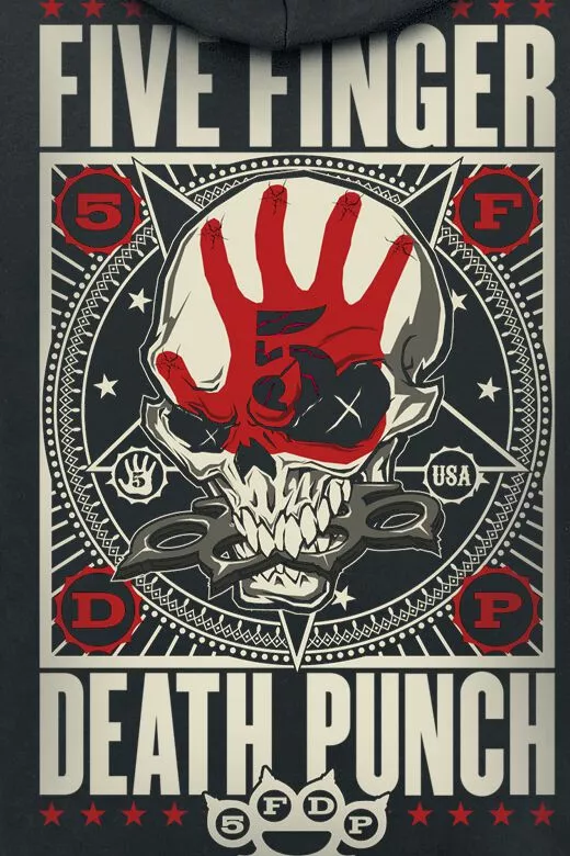 "Punchagram" Trui Met Capuchon Zwart Van Five Finger Death Punch - Afbeelding 4