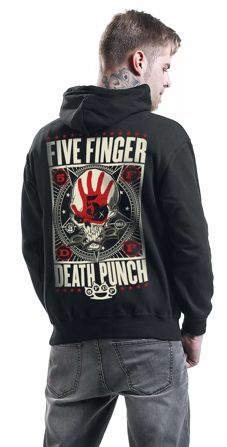 "Punchagram" Trui Met Capuchon Zwart Van Five Finger Death Punch - Afbeelding 6