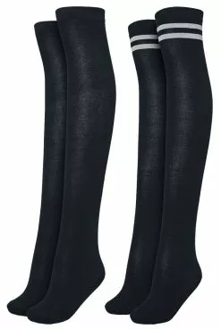 "Ladies Overknee Socks 2-Pack" Kniekousen Zwart/zwart-grijs Van Urban Classics