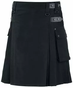 "Kilt" Medium-lengte Rok Zwart Van Black Premium By EMP