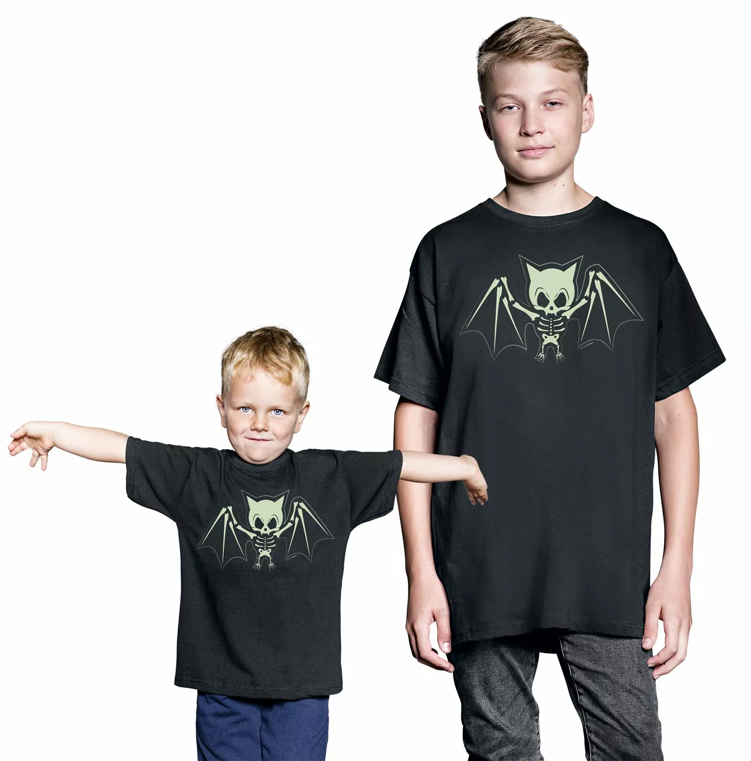 Brandfun Bat Skeleton "Kids - Bat Skeleton" T-shirt Zwart Van Bat Skeleton - Afbeelding 4