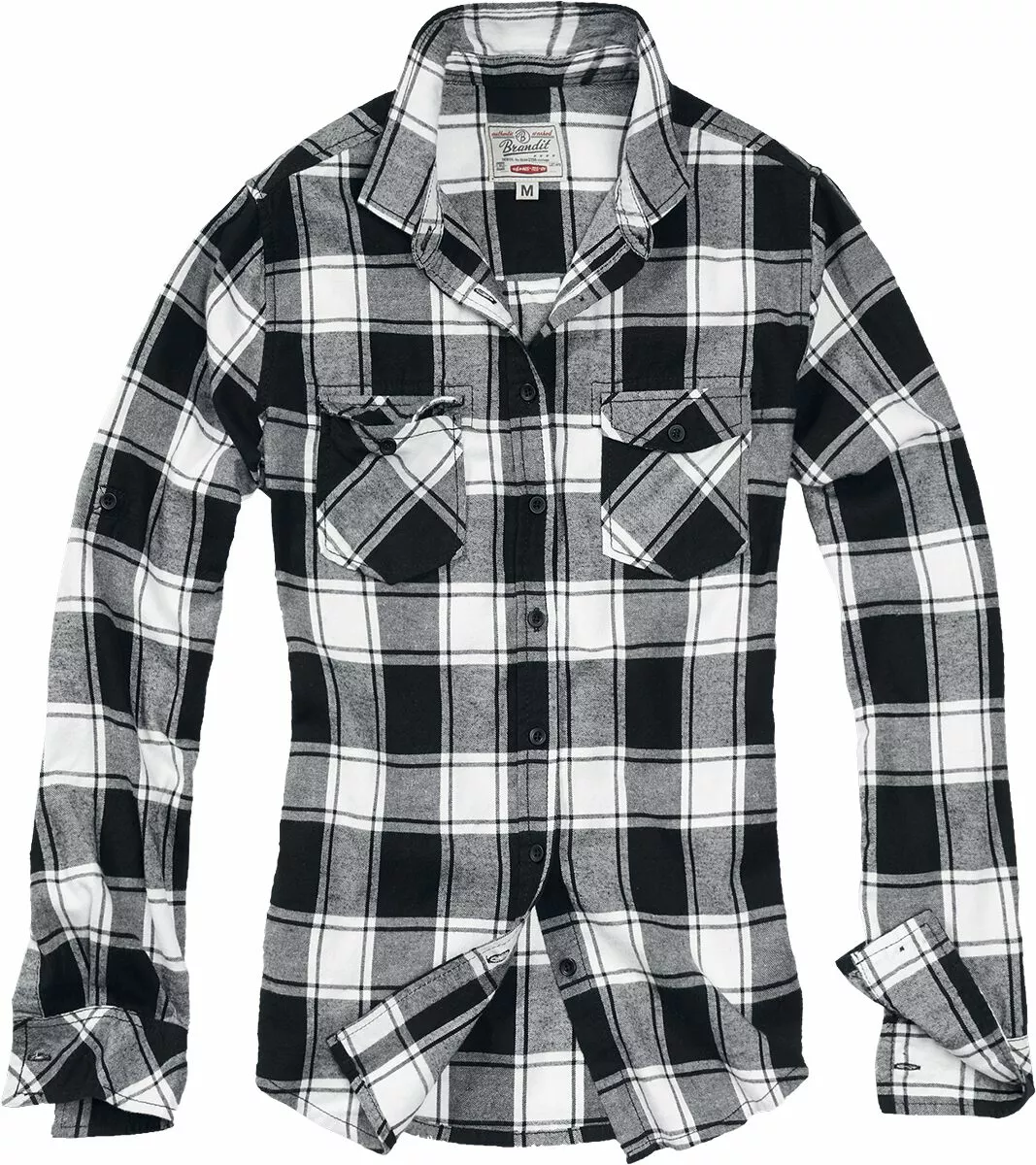 "Amy Flannel Checkshirt" Flanellen Overhemd Zwart-wit Van Brandit - Afbeelding 9