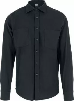 "Black Cotton Shirt" Longsleeve Zwart Van Urban Classics
