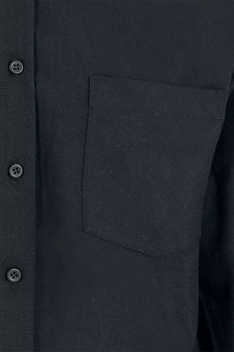 "Black Cotton Shirt" Longsleeve Zwart Van Urban Classics - Afbeelding 2