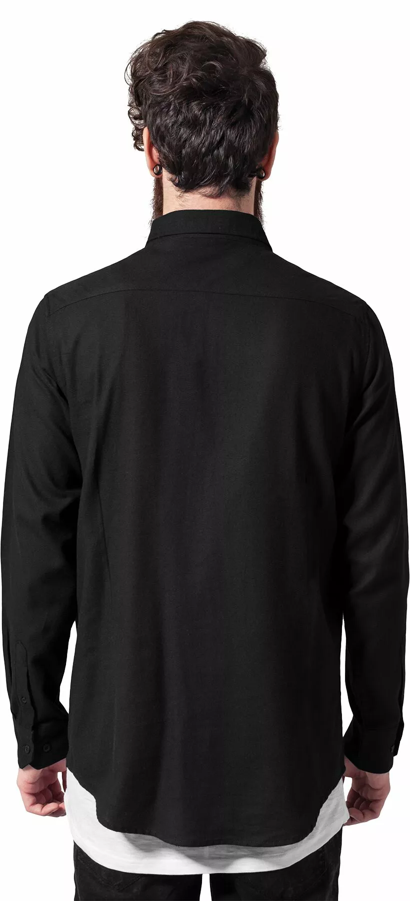 "Black Cotton Shirt" Longsleeve Zwart Van Urban Classics - Afbeelding 4