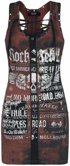 "Stay A Little Longer" Korte Jurk Bruin Van Rock Rebel By EMP