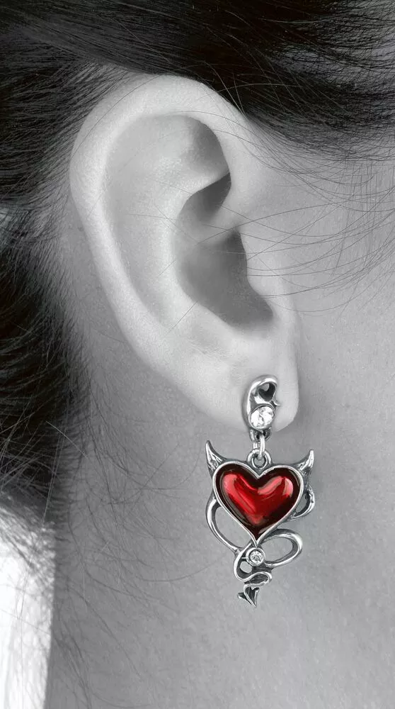 "Devil Heart Studs" Oorbellenset Van Alchemy Gothic - Afbeelding 2