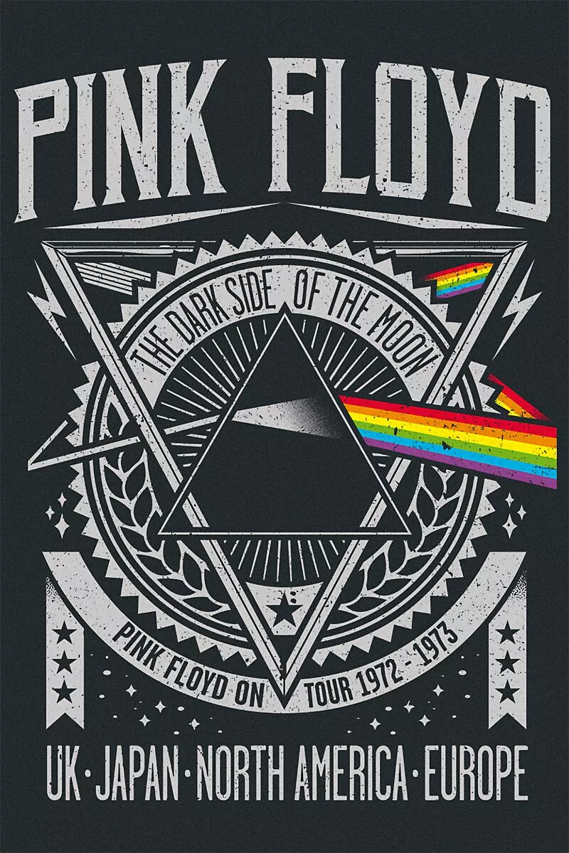 "The Dark Side Of The Moon - Tour 1972" T-shirt Zwart Van Pink Floyd - Afbeelding 3