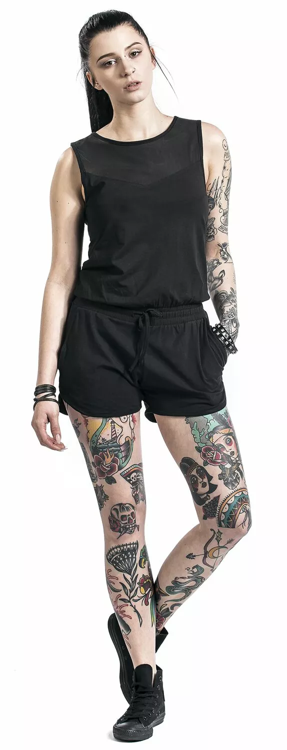 "Ladies Tech Mesh Hot Jumpsuit" Jumpsuit Zwart Van Urban Classics - Afbeelding 5