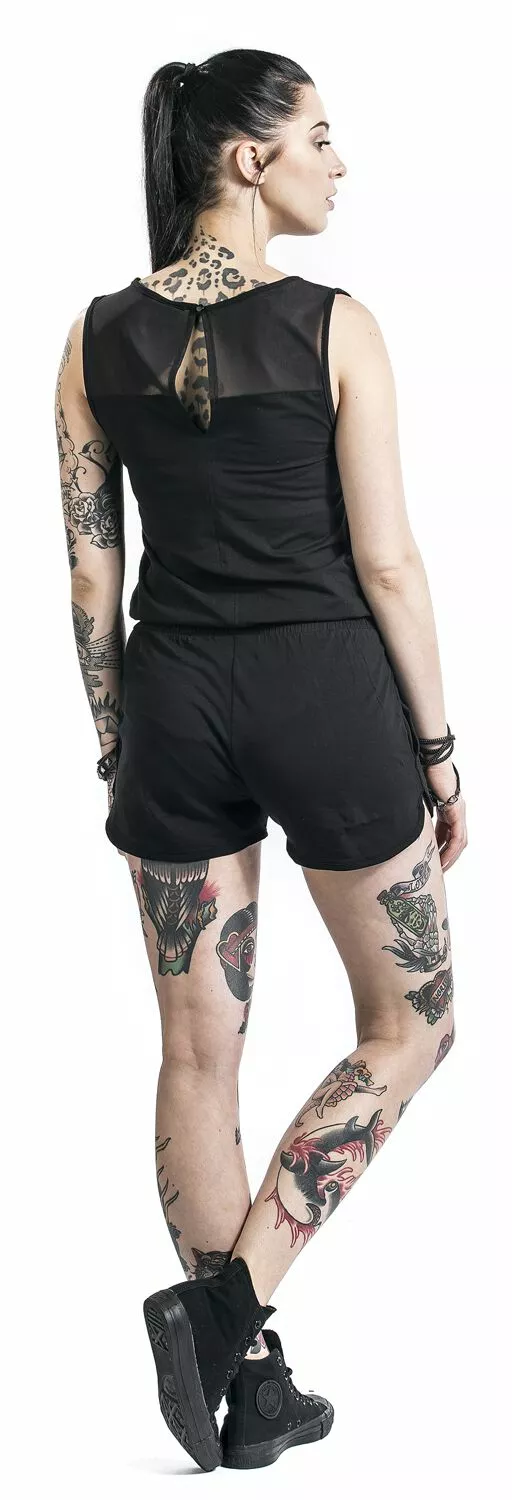 "Ladies Tech Mesh Hot Jumpsuit" Jumpsuit Zwart Van Urban Classics - Afbeelding 6