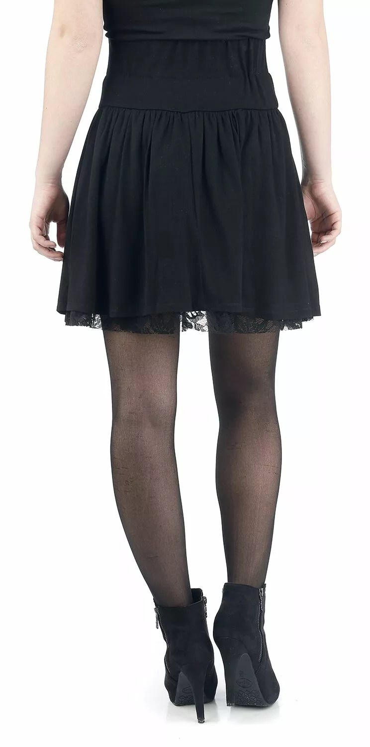 "Floral Lace Skirt" Korte Rok Zwart Van Rotterdamned - Afbeelding 6