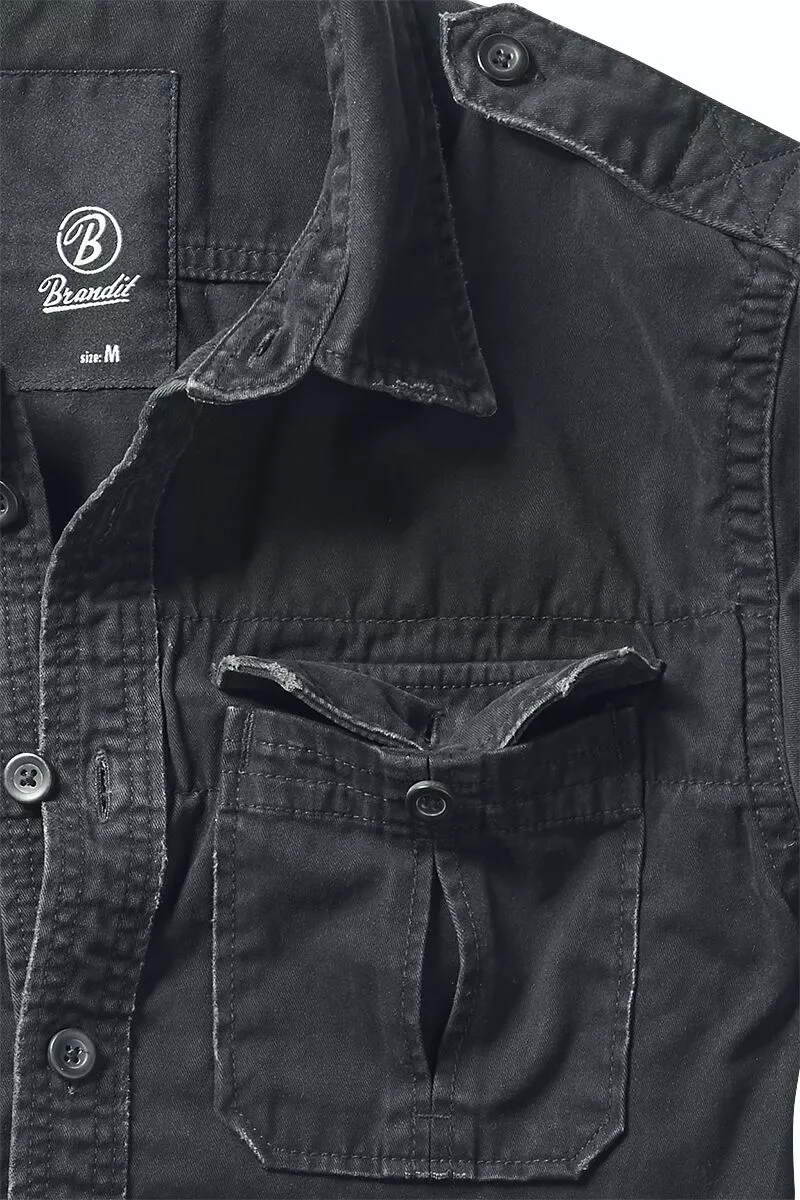 "Vintage Shirt" Longsleeve Zwart Van Brandit - Afbeelding 2