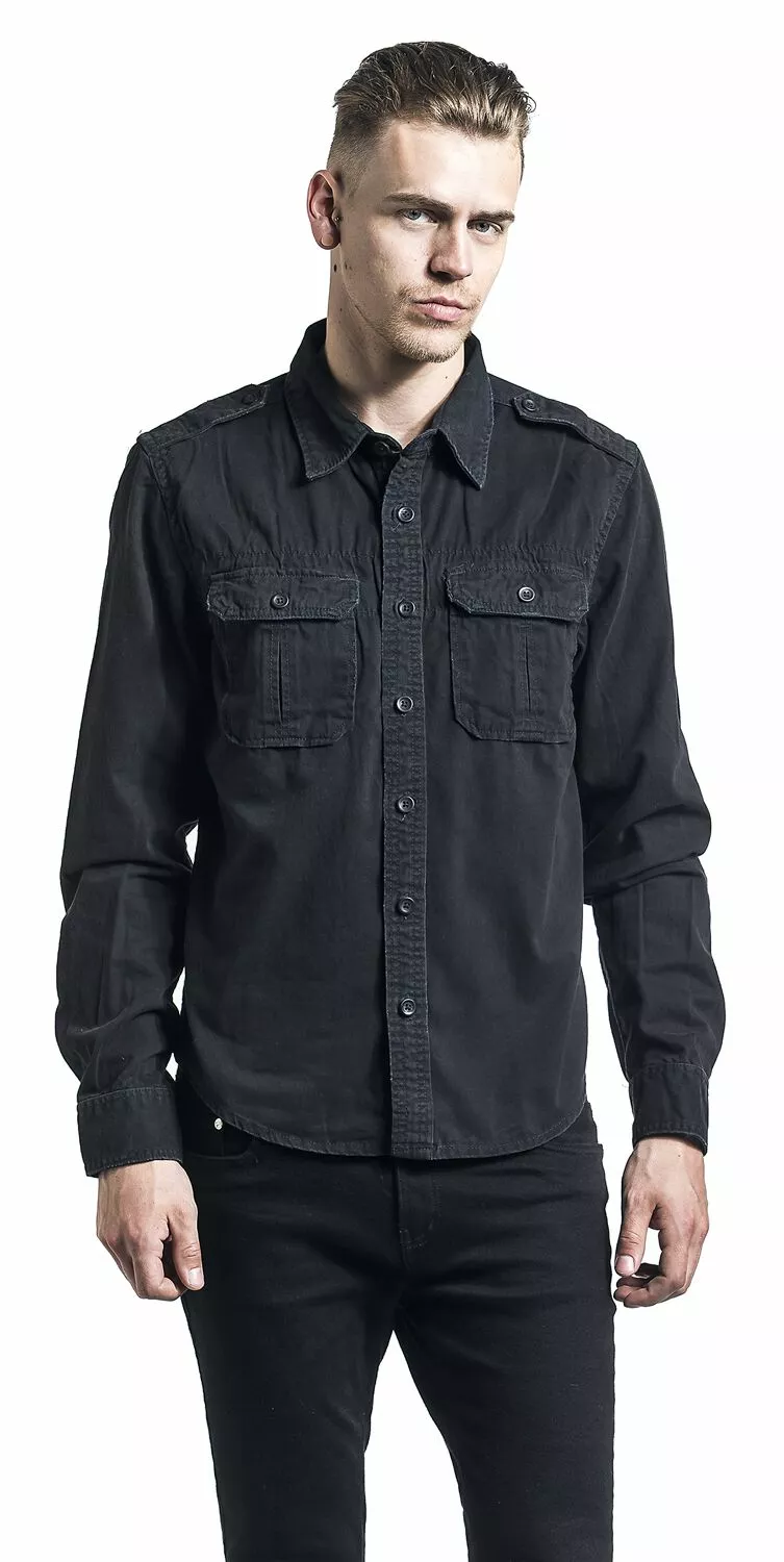 "Vintage Shirt" Longsleeve Zwart Van Brandit - Afbeelding 4