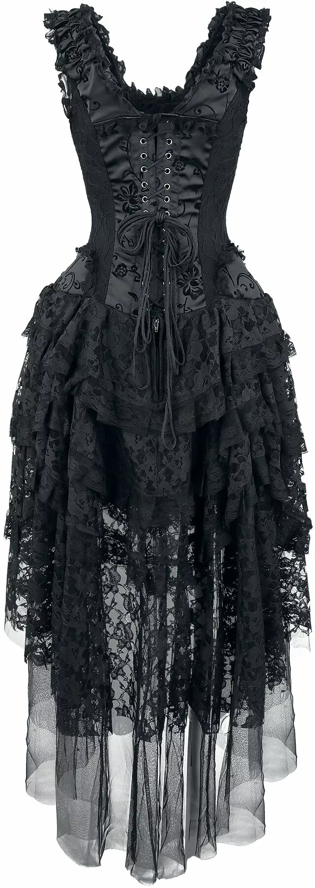 "Ophelie Dress" Lange Jurk Zwart Van Burleska - Afbeelding 3