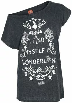 "I Find Myself In Wonderland" T-shirt Grijs Gemêleerd Van Alice In Wonderland