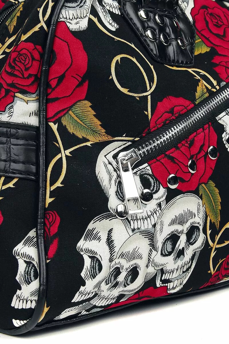 "Skulls And Roses" Handtas Zwart Van Banned Alternative - Afbeelding 5