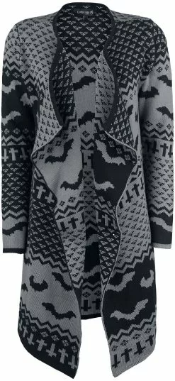 "I Dwell In Darkness" Cardigan Zwart-grijs Van Gothicana By EMP