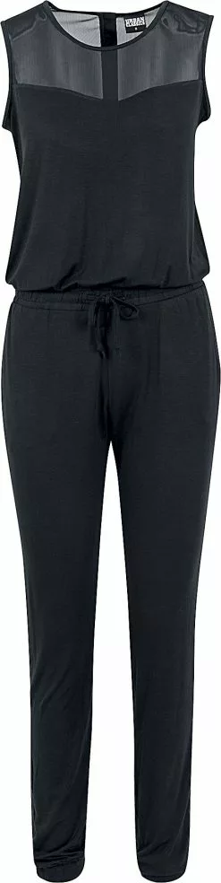 "Ladies Tech Mesh Long Jumpsuit" Jumpsuit Zwart Van Urban Classics
