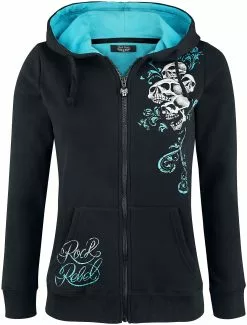 "Freaking Out Loud" Vest Met Capuchon Zwart-turquoise Van Rock Rebel By EMP