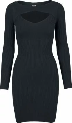 "Ladies Cut Out Dress" Korte Jurk Zwart Van Urban Classics