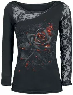 "Burnt Rose" Shirt Met Lange Mouwen Zwart Van Spiral