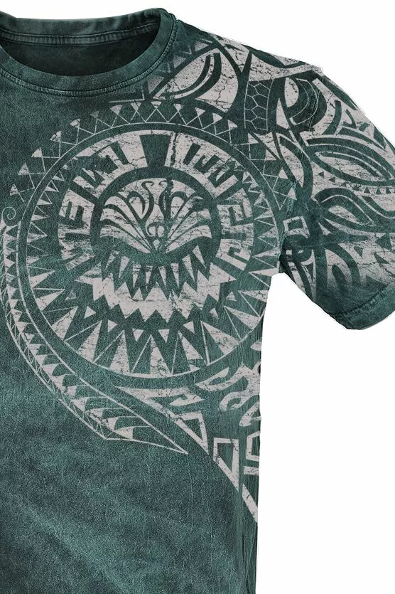 "Burned Tattoo" T-shirt Groen-zwart Van Outer Vision - Afbeelding 3
