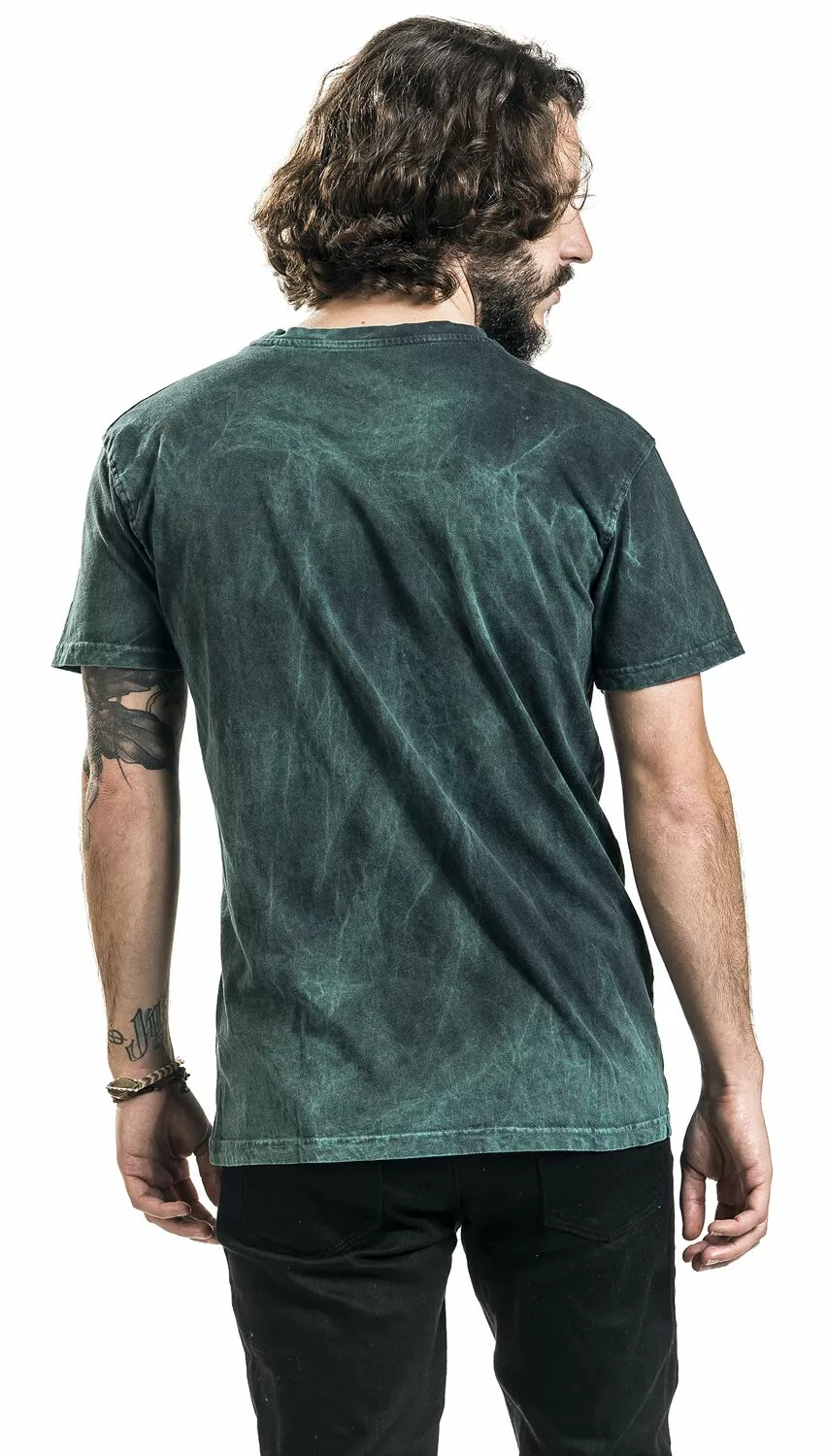 "Burned Tattoo" T-shirt Groen-zwart Van Outer Vision - Afbeelding 5
