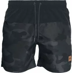 "Block Swim Shorts" Zwembroek Dark Camo-zwart Van Urban Classics