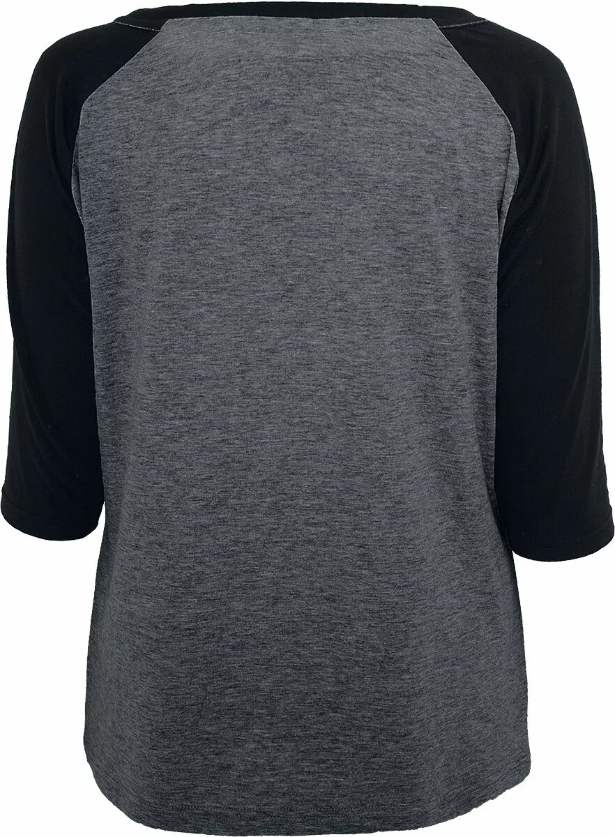 "Ladies 3/4 Contrast Raglan Tee" Shirt Met Lange Mouwen Antraciet-zwart Van Urban Classics - Afbeelding 2