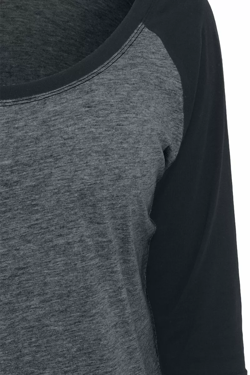 "Ladies 3/4 Contrast Raglan Tee" Shirt Met Lange Mouwen Antraciet-zwart Van Urban Classics - Afbeelding 3