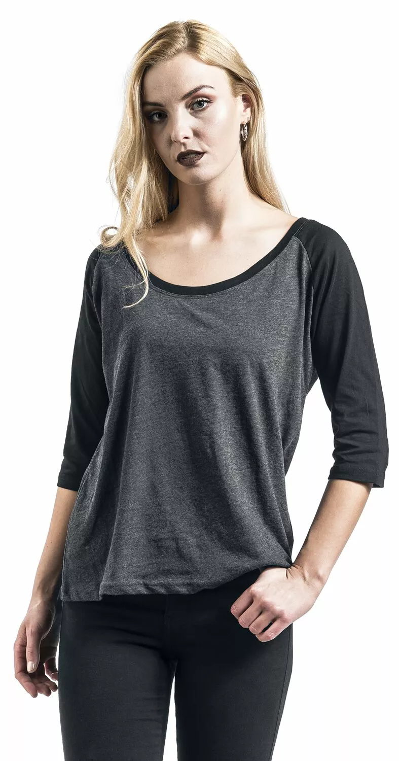 "Ladies 3/4 Contrast Raglan Tee" Shirt Met Lange Mouwen Antraciet-zwart Van Urban Classics - Afbeelding 4