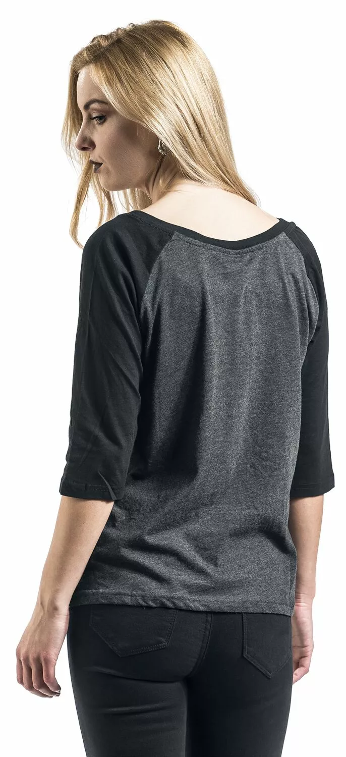 "Ladies 3/4 Contrast Raglan Tee" Shirt Met Lange Mouwen Antraciet-zwart Van Urban Classics - Afbeelding 5