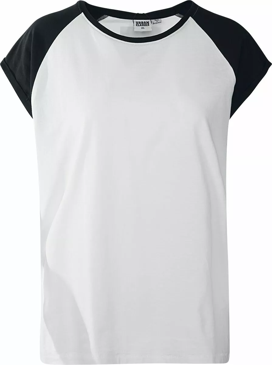 "Ladies Contrast Raglan Tee" T-shirt Wit-zwart Van Urban Classics