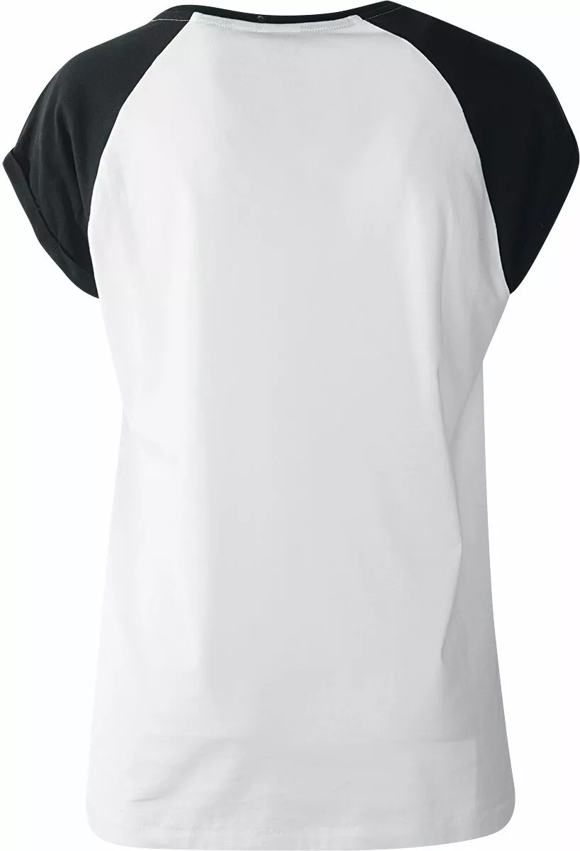 "Ladies Contrast Raglan Tee" T-shirt Wit-zwart Van Urban Classics - Afbeelding 2