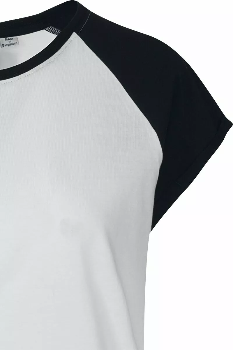 "Ladies Contrast Raglan Tee" T-shirt Wit-zwart Van Urban Classics - Afbeelding 3