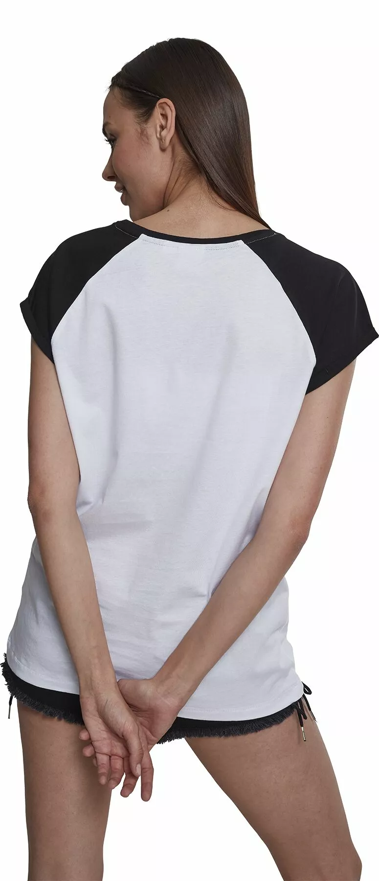 "Ladies Contrast Raglan Tee" T-shirt Wit-zwart Van Urban Classics - Afbeelding 5