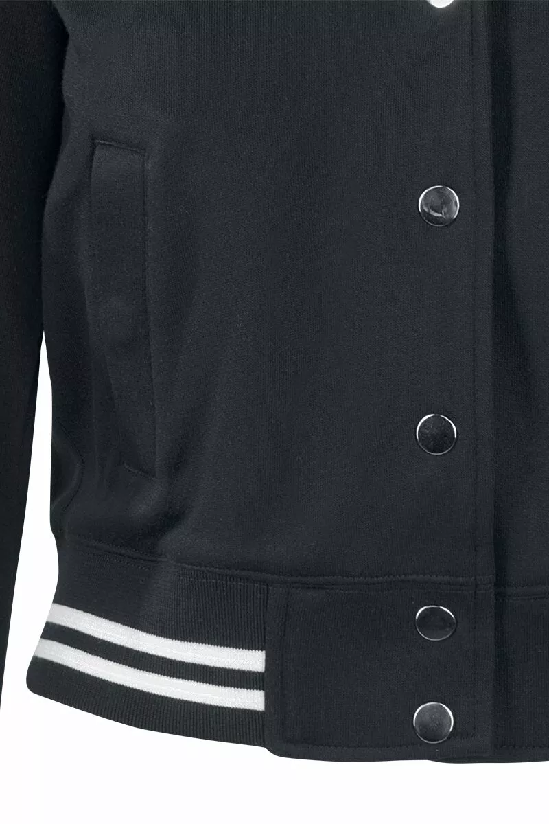 "Ladies College Sweat Jacket" Collegejas Zwart-wit Van Urban Classics - Afbeelding 3