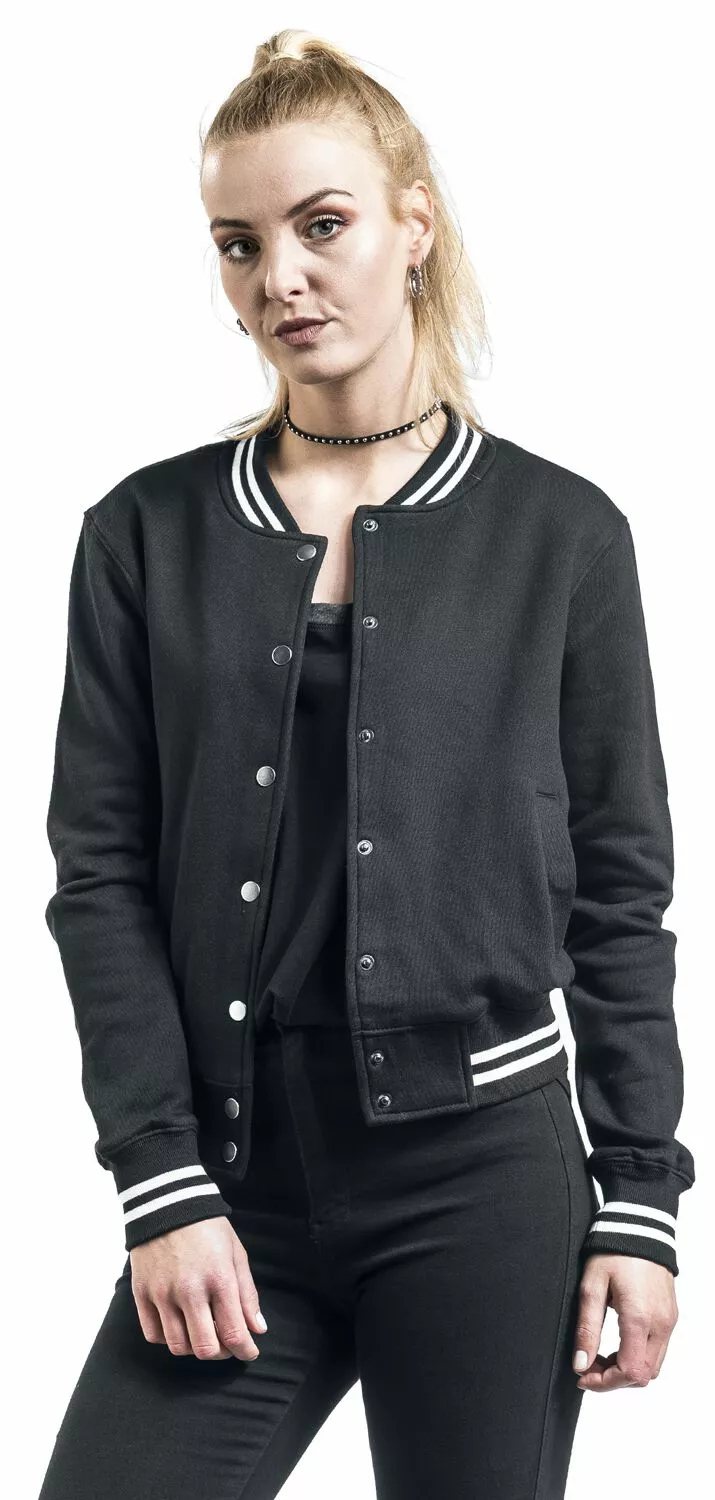 "Ladies College Sweat Jacket" Collegejas Zwart-wit Van Urban Classics - Afbeelding 5